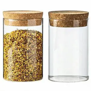 2 Pack 8.3 oz Airtight Glass Jars with Cork Lids, Kitchen Storage Containers for Tea, Coffee & Dry Goods Organization 2 Pack 8.3 oz Airtight Glass Jars with Cork Lids, Kitchen Storage Containers for Tea, Coffee & Dry Goods Organization