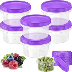 6 Pack 8 oz Freezer Containers with Lids Reusable Deli Freezer Storage Containers Stackable Plastic Thick Twist Top Jars for Takeout Food Round Wide Mouth Lunch Snack (Purple) 6 Pack 8 oz Freezer Containers with Lids Reusable Deli Freezer Storage Containers Stackable Plastic Thick Twist Top Jars for Takeout Food Round Wide Mouth Lunch Snack (Purple)