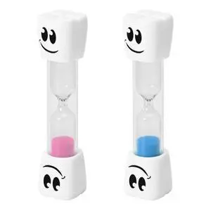 2 Minute Toothbrush Sand Timer for Kids - Set of 2 Small Blue and Pink Smiley Hourglass 2 Minute Toothbrush Sand Timer for Kids - Set of 2 Small Blue and Pink Smiley Hourglass