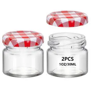 2Pcs 1oz Small Glass Jars with Lids, Mini Honey Jars, Candle Jar for Candle Making for Gifts, Crafts, Spices, Wedding, Party Favors 30ML (2, Red grid lid, Mini) 2Pcs 1oz Small Glass Jars with Lids, Mini Honey Jars, Candle Jar for Candle Making for Gifts, Crafts, Spices, Wedding, Party Favors 30ML (2, Red grid lid, Mini)
