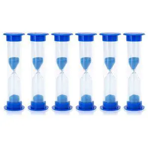 6 Pcs Plastic 1 Minute Sand Timer Sandglass Hourglass Sand Clock, Blue 6 Pcs Plastic 1 Minute Sand Timer Sandglass Hourglass Sand Clock, Blue
