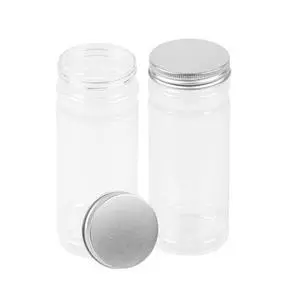 12oz Clear Plastic Jars with Silver Lids, 350ml Round Food Storage Containers for Dry Goods, Cereals, Spices and More for Home Kitchen Storage, Pack of 2 12oz Clear Plastic Jars with Silver Lids, 350ml Round Food Storage Containers for Dry Goods, Cereals, Spices and More for Home Kitchen Storage, Pack of 2