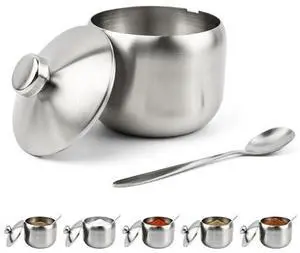 15oz Sugar Bowl with Lid And Spoon,Stainless Steel Sugar Creamer Container | Round Sugar Jar,Durable Sugars Holder Jar for Coffee Bar Accessories,Coffee Bar Decor,Home and Kitchen Storage,Silver 15oz Sugar Bowl with Lid And Spoon,Stainless Steel Sugar Creamer Container | Round Sugar Jar,Durable Sugars Holder Jar for Coffee Bar Accessories,Coffee Bar Decor,Home and Kitchen Storage,Silver