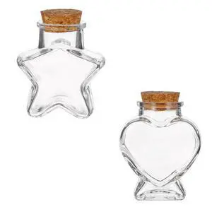 Glass Bottles with Cork Stoppers, 2 Pcs Heart-Shaped Decorative Jars Star Shaped Small Decorative Glass Bottles with Cork Lid for DIY Art Crafts Decoration Party Supplies Favor Bottle Glass Bottles with Cork Stoppers, 2 Pcs Heart-Shaped Decorative Jars Star Shaped Small Decorative Glass Bottles with Cork Lid for DIY Art Crafts Decoration Party Supplies Favor Bottle
