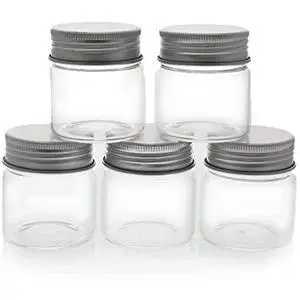 Mini Glass Spice Jars with Lids - 1.7 oz, Clear Art Deco, 5-Pack - Glass Craft Jars with Lids for Spices, Jams & Crafts Mini Glass Spice Jars with Lids - 1.7 oz, Clear Art Deco, 5-Pack - Glass Craft Jars with Lids for Spices, Jams & Crafts