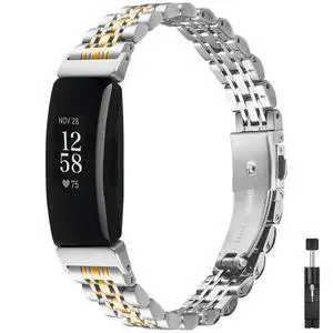 Metal Band Fit for Fitbit Inspire 3 for WomenStainless Steel Replacement Straps Wristband With Adjustment link remove tool Compatible with Fitbit Inspire 3 Fitness Tracker Metal Band Fit for Fitbit Inspire 3 for WomenStainless Steel Replacement Straps Wristband With Adjustment link remove tool Compatible with Fitbit Inspire 3 Fitness Tracker