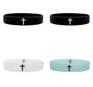 Pulex Christian Silicone Cross Embossed Wristbands, Black and White, Rubber Bracelets for Sports & Daily Wear, 4 Pack Pulex Christian Silicone Cross Embossed Wristbands, Black and White, Rubber Bracelets for Sports & Daily Wear, 4 Pack
