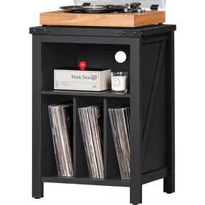 Record Player Stand with Vinyl Record Storage,Black | Record Player Table Holds up to 160 Albums,Large Wood Turntable Stand Cabinet Dispaly Shelf for Living Room,Bedroom,Office Record Player Stand with Vinyl Record Storage,Black | Record Player Table Holds up to 160 Albums,Large Wood Turntable Stand Cabinet Dispaly Shelf for Living Room,Bedroom,Office