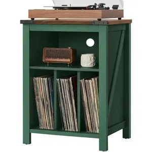 Record Player Stand with Vinyl Record Storage,Green | Record Player Table Holds up to 160 Albums,Large Wood Turntable Stand Cabinet Dispaly Shelf for Living Room,Bedroom,Office Record Player Stand with Vinyl Record Storage,Green | Record Player Table Holds up to 160 Albums,Large Wood Turntable Stand Cabinet Dispaly Shelf for Living Room,Bedroom,Office