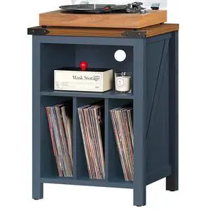 Record Player Stand with Vinyl Record Storage,Navy Blue | Record Player Table Holds up to 160 Albums,Large Wood Turntable Stand Cabinet Dispaly Shelf for Living Room,Bedroom,Office Record Player Stand with Vinyl Record Storage,Navy Blue | Record Player Table Holds up to 160 Albums,Large Wood Turntable Stand Cabinet Dispaly Shelf for Living Room,Bedroom,Office