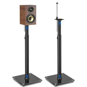 Bookshelf Speaker Stands Pair from 32" to 43" | Height Adjustable Rear Speaker Stands with 360° Swivel, 11 lbs Capacity, Set of 2 for Satellite & Small Bookshelf Speakers Bookshelf Speaker Stands Pair from 32" to 43" | Height Adjustable Rear Speaker Stands with 360° Swivel, 11 lbs Capacity, Set of 2 for Satellite & Small Bookshelf Speakers