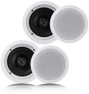 4 Pairs 6.5" 200W in Ceiling Wall Speakers, PDIC1661RD, White, 1 Pair | 2 Way Flush Mount Stereo Speaker System Pair, Easy to Install Indoor Home Audio Set for Wide Range of Sound 4 Pairs 6.5" 200W in Ceiling Wall Speakers, PDIC1661RD, White, 1 Pair | 2 Way Flush Mount Stereo Speaker System Pair, Easy to Install Indoor Home Audio Set for Wide Range of Sound