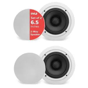 6.5 70v Ceiling Mount Speakers-Pair of 2-Way Midbass Woofer Speaker Transformer 1 Titanium Dome Tweeter Wall Flush Design w/ 65Hz-22kHz Frequency Response&250 Watts Peak- PDIC60T,White 6.5 70v Ceiling Mount Speakers-Pair of 2-Way Midbass Woofer Speaker Transformer 1 Titanium Dome Tweeter Wall Flush Design w/ 65Hz-22kHz Frequency Response&250 Watts Peak- PDIC60T,White
