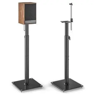 Universal Speaker Stands with 360° Swivel, Height Adjustable Bookshelf Speakers Stand from 32" to 43", Speaker Stands Pair to 11 lbs Per Stand for Satellite and Studio Universal Speaker Stands with 360° Swivel, Height Adjustable Bookshelf Speakers Stand from 32" to 43", Speaker Stands Pair to 11 lbs Per Stand for Satellite and Studio