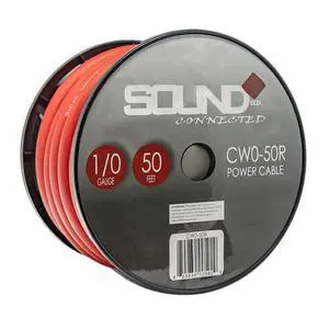 Connected 0 Gauge 50' Wire UltraFlex Amplifier Power/Ground Cable, Red Connected 0 Gauge 50' Wire UltraFlex Amplifier Power/Ground Cable, Red