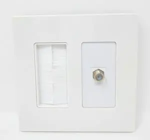 Mesh Brush Coax Cable TV Wall Plate Dual 2 Gang Screwless Decorative White Mesh Brush Coax Cable TV Wall Plate Dual 2 Gang Screwless Decorative White