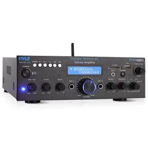 Wireless Bluetooth Power Amplifier System - 200W Dual Channel Sound Audio Stereo Receiver w/ USB, SD, AUX, MIC IN w/ Echo, Radio, LCD - For Home Theater Entertainment via RCA, Studio Use - PDA6BU Wireless Bluetooth Power Amplifier System - 200W Dual Channel Sound Audio Stereo Receiver w/ USB, SD, AUX, MIC IN w/ Echo, Radio, LCD - For Home Theater Entertainment via RCA, Studio Use - PDA6BU