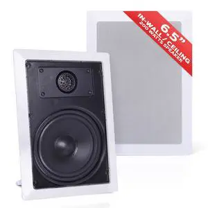 Two Way Stereo Sound Speaker - Dual Professional Audio Speakers System - In Wall / In Ceiling White Mount Flush, 6.5" Midbass, 1/2 Inch Polymer Tweeter - Indoor Home Theater - PDIW65 (Pair) Two Way Stereo Sound Speaker - Dual Professional Audio Speakers System - In Wall / In Ceiling White Mount Flush, 6.5" Midbass, 1/2 Inch Polymer Tweeter - Indoor Home Theater - PDIW65 (Pair)