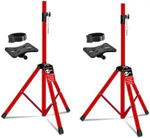 Speaker Stands Pair Adjustable 54 Inch Tripod Set Heavy Duty 132 lbs Capacity 35mm Pole Mount Metal Build DJ PA Stand for On Stage Studio Home Audio Uses Red Speaker Stands Pair Adjustable 54 Inch Tripod Set Heavy Duty 132 lbs Capacity 35mm Pole Mount Metal Build DJ PA Stand for On Stage Studio Home Audio Uses Red