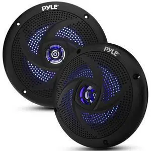 Waterproof Marine Speakers, 6.5 Inch Low-Profile Slim Mount 240 Watt Speaker Pair with Built-in Blue LED Lights, Weather-Resistant, ABS Grille, Ideal Waterproof Speaker for Boats & Powersports Waterproof Marine Speakers, 6.5 Inch Low-Profile Slim Mount 240 Watt Speaker Pair with Built-in Blue LED Lights, Weather-Resistant, ABS Grille, Ideal Waterproof Speaker for Boats & Powersports