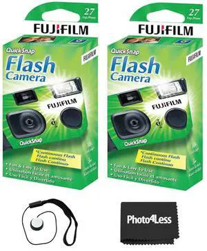 QuickSnap Flash 400 Disposable 35mm Camera (Pack of 2) Bundle with Hand Strap and Lens Cleaning Cloth QuickSnap Flash 400 Disposable 35mm Camera (Pack of 2) Bundle with Hand Strap and Lens Cleaning Cloth