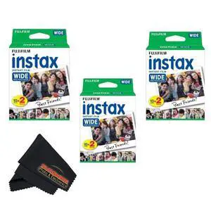 Instax Wide Instant Film Twin Pack with Sunshine Photo Microfiber Cloth... (3 Pack-60 Sheets) Instax Wide Instant Film Twin Pack with Sunshine Photo Microfiber Cloth... (3 Pack-60 Sheets)