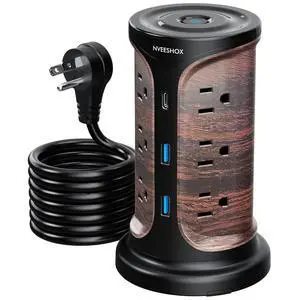 Surge Protector Tower Power Strip, 6.5 Ft Extension Cord with Multiple Outlets with Surge Protection, Screw Wall Mount Outlet with 12 Ac Outlets with 3 USB Ports(1 USB C), Overload Protect for Office Surge Protector Tower Power Strip, 6.5 Ft Extension Cord with Multiple Outlets with Surge Protection, Screw Wall Mount Outlet with 12 Ac Outlets with 3 USB Ports(1 USB C), Overload Protect for Office
