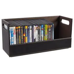 DVD Storage Box, Movie Shelf Organizer for Blu-Ray, Video Game Cases, CDs, VHS Tape Display Stand, Disc Holder Can Store Up to 28 DVDs, Faux Leather (Espresso) 2 Pack DVD Storage Box, Movie Shelf Organizer for Blu-Ray, Video Game Cases, CDs, VHS Tape Display Stand, Disc Holder Can Store Up to 28 DVDs, Faux Leather (Espresso) 2 Pack
