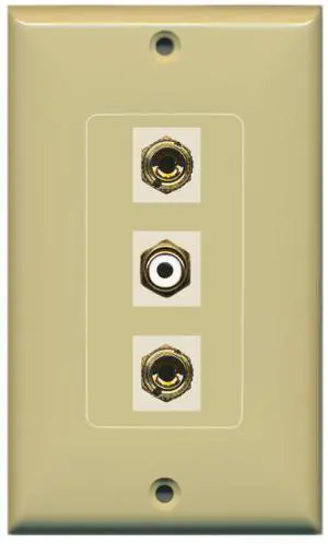 1 Port RCA White 2 Port Banana Speaker Decorative Wall Plate - Ivory 1 Port RCA White 2 Port Banana Speaker Decorative Wall Plate - Ivory