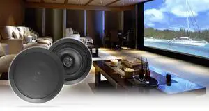HC85 Black Pair 8" in-Ceiling Home Theater Speakers, 8 Ohm, 2-Way | 700W Peak / 240W RMS, Swivel Tweeter, Polypropylene Cone, Flush Mount, Paintable Grills, Rubber Surround, Mylar Dome, 89 dB HC85 Black Pair 8" in-Ceiling Home Theater Speakers, 8 Ohm, 2-Way | 700W Peak / 240W RMS, Swivel Tweeter, Polypropylene Cone, Flush Mount, Paintable Grills, Rubber Surround, Mylar Dome, 89 dB