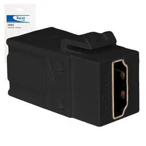 HDMI Keystone Jack 4K @ 60Hz, Female to Female HDMI Coupler, 180 Degree Insert for Wall Plate, HD Style, Black, Single HDMI Keystone Jack 4K @ 60Hz, Female to Female HDMI Coupler, 180 Degree Insert for Wall Plate, HD Style, Black, Single