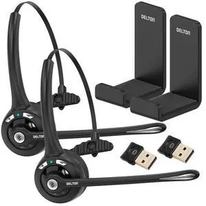 10X Trucker Bluetooth Headset, Wireless Headphones w/Microphone | Over The Head Single Earpiece with Mic for Call Centers, Truck Drivers - 18Hrs (with USB Dongle + Holding Hook) (2-Pack) 10X Trucker Bluetooth Headset, Wireless Headphones w/Microphone | Over The Head Single Earpiece with Mic for Call Centers, Truck Drivers - 18Hrs (with USB Dongle + Holding Hook) (2-Pack)