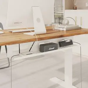 Under Desk Cable Management for Office and Home - Standing Desk Metal Raceway Wires Tray (White) Under Desk Cable Management for Office and Home - Standing Desk Metal Raceway Wires Tray (White)