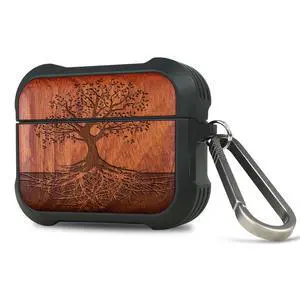 Solid Wood Case for AirPods Pro 3, The Yin Yang Tree, Rosy | AirPods Pro Case 3rd Generation, Titanium metal Quick-Release Keychain, Compatible with Wireless Charging, Wood-Engraved Solid Wood Case for AirPods Pro 3, The Yin Yang Tree, Rosy | AirPods Pro Case 3rd Generation, Titanium metal Quick-Release Keychain, Compatible with Wireless Charging, Wood-Engraved