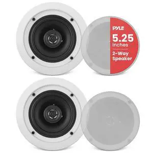 Home 5.25 Ceiling Wall Mount Speakers - Pair of 2-Way Midbass Woofer Speaker 1'' Polymer Dome Tweeter Flush Design w/ 80Hz - 20kHz Frequency Response & 150 Watts Peak Easy Installation-PDIC51RD Home 5.25 Ceiling Wall Mount Speakers - Pair of 2-Way Midbass Woofer Speaker 1'' Polymer Dome Tweeter Flush Design w/ 80Hz - 20kHz Frequency Response & 150 Watts Peak Easy Installation-PDIC51RD