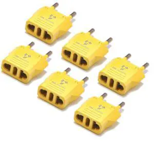 United States to Bulgaria Travel Power Adapter to Connect North American Electrical Plugs to Bulgarian Outlets for Cell Phones, Tablets, eReaders, and More (6-Pack, Yellow) United States to Bulgaria Travel Power Adapter to Connect North American Electrical Plugs to Bulgarian Outlets for Cell Phones, Tablets, eReaders, and More (6-Pack, Yellow)