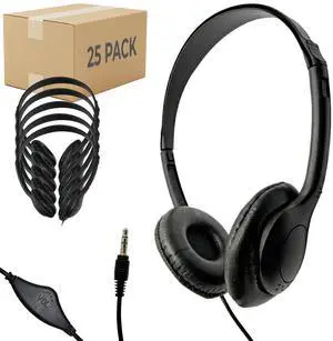 SNCCV Bulk Classroom Headphones 25 Pack Stereo Headphones with Leatherette Earpads & Volume Control, Black Ideal for Schools SNCCV Bulk Classroom Headphones 25 Pack Stereo Headphones with Leatherette Earpads & Volume Control, Black Ideal for Schools