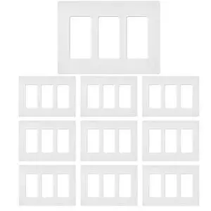 10 Pack 3-Gang Wall Plate Cover, Triple Gang Rectangular Frame for Switches, Outlets or Low Voltage Inserts, White 10 Pack 3-Gang Wall Plate Cover, Triple Gang Rectangular Frame for Switches, Outlets or Low Voltage Inserts, White