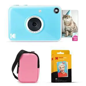 Printomatic+ Instant Print Digital Camera Starter Bundle + Carrying Case (Pink) + Zink 20pk Sticky-Back Photo Paper - 10MP, Full-Color Photos, GB LED Status Indicator - Blue Printomatic+ Instant Print Digital Camera Starter Bundle + Carrying Case (Pink) + Zink 20pk Sticky-Back Photo Paper - 10MP, Full-Color Photos, GB LED Status Indicator - Blue