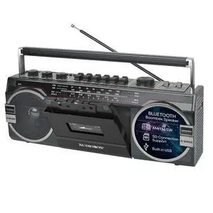 Retrobox Bluetooth Speaker with AM/FM/SW Radio, Black | MP3 Playback, USB & SD Card Support, 3.5mm Jack, Built-In Boombox Speaker, Cassette Player, Stereo Sound, Portable Design Retrobox Bluetooth Speaker with AM/FM/SW Radio, Black | MP3 Playback, USB & SD Card Support, 3.5mm Jack, Built-In Boombox Speaker, Cassette Player, Stereo Sound, Portable Design
