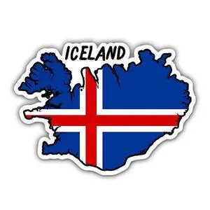 Iceland Map with Flag - Vinyl Sticker - Large Size - 12 in Iceland Map with Flag - Vinyl Sticker - Large Size - 12 in