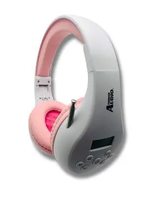 FM Radio Headphones, White & Pink | Adjustable, Pull-Out Antenna, Portable Personal Radio, Battery Powered FM Radio Headphones, White & Pink | Adjustable, Pull-Out Antenna, Portable Personal Radio, Battery Powered