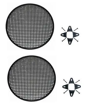 Pair of 15 Inch 15" Universal Metal Car Audio Speaker SubWoofer Waffle Grill Protector Cover with Clips and Screws Pair of 15 Inch 15" Universal Metal Car Audio Speaker SubWoofer Waffle Grill Protector Cover with Clips and Screws