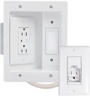 Legrand in-Wall TV Power Kit Cable Management System with Recessed Outlet, Hides Wires for Wall-Mounted TVs, 6FT Power Cord, White, CPT306WV1 Legrand in-Wall TV Power Kit Cable Management System with Recessed Outlet, Hides Wires for Wall-Mounted TVs, 6FT Power Cord, White, CPT306WV1
