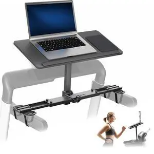 Wooden Laptop Treadmill Desk, Tilting Ergonomic Notebook Mount Stand with Mouse Pad and Wrist Support, Fits Both Round and Square Handlebars, Black, STAND-TDML4R Wooden Laptop Treadmill Desk, Tilting Ergonomic Notebook Mount Stand with Mouse Pad and Wrist Support, Fits Both Round and Square Handlebars, Black, STAND-TDML4R