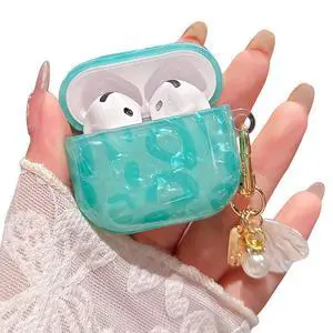 for Airpod 4 Case Cute with Shell Pearl Keychain Luxury Leopard Hard TPU Protective Cover Compatible with AirPods 4th Generation Case 2024 for Girls Women (Turquoise Blue) for Airpod 4 Case Cute with Shell Pearl Keychain Luxury Leopard Hard TPU Protective Cover Compatible with AirPods 4th Generation Case 2024 for Girls Women (Turquoise Blue)