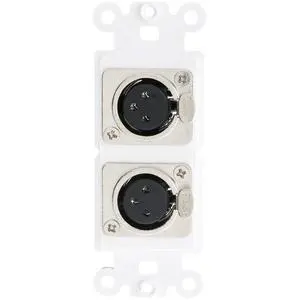Decora Wall Plate Insert, White, Dual XLR Female to Solder Type Decora Wall Plate Insert, White, Dual XLR Female to Solder Type