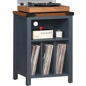 Record Player Stand with Vinyl Record Storage Holds up to 160 Albums,Large Wood Record Player Table Dispaly ShelfBlue Turntable Stand Cabinet for Living Room,Bedroom,Office 9 Record Player Stand with Vinyl Record Storage Holds up to 160 Albums,Large Wood Record Player Table Dispaly ShelfBlue Turntable Stand Cabinet for Living Room,Bedroom,Office 9