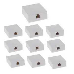 (10-Pack) RJ12 (6P6C) Modular Single Port Surface Mount Jack Box White for Telehone/Phone Line with Mounting Screws (10-Pack) RJ12 (6P6C) Modular Single Port Surface Mount Jack Box White for Telehone/Phone Line with Mounting Screws