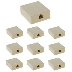 (10-Pack) RJ11 (6P4C) Modular Single Port Surface Mount Jack Box Ivory for Telehone/Phone Line with Mounting Screws (10-Pack) RJ11 (6P4C) Modular Single Port Surface Mount Jack Box Ivory for Telehone/Phone Line with Mounting Screws